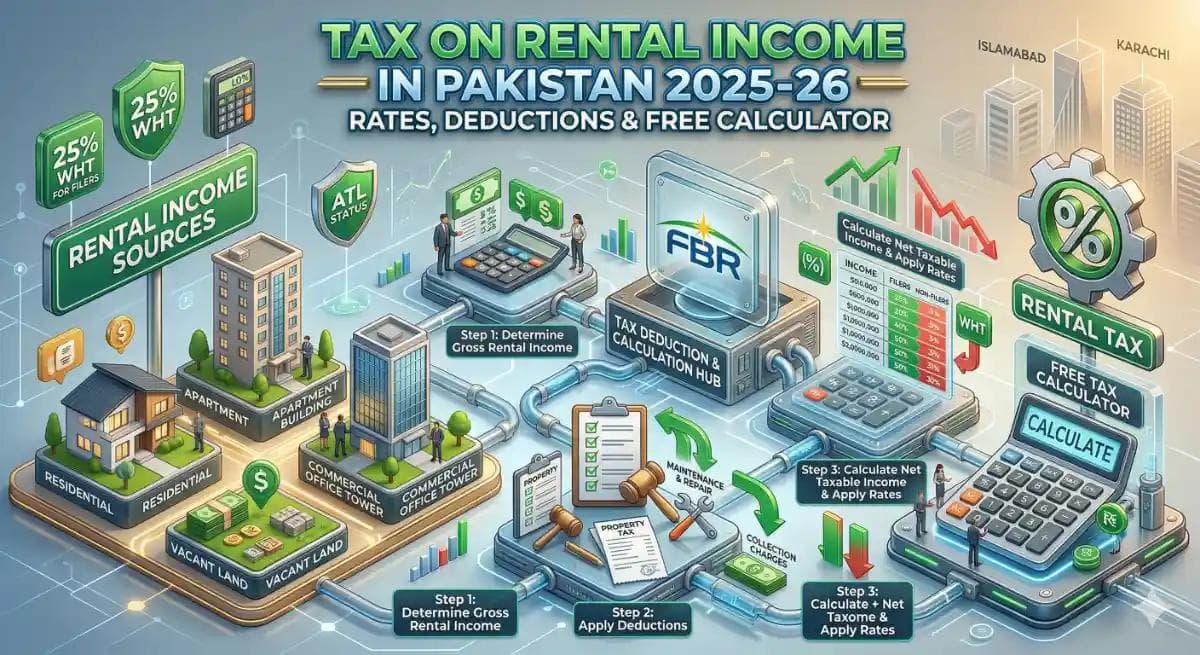 Tax on Rental Income in Pakistan 2025-26: Rates, Deductions & Free Calculator