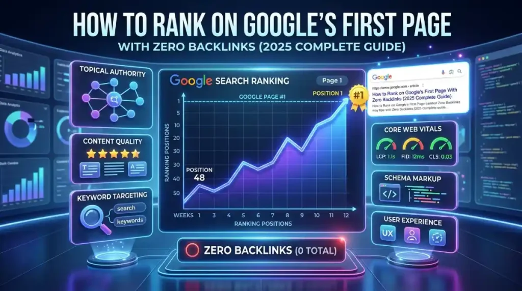 How to Rank on Google's First Page With Zero Backlinks (2025 Complete Guide)